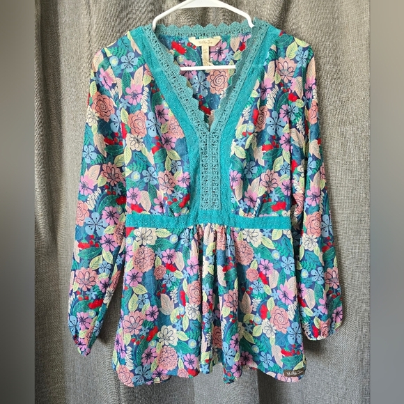 MATILDA JANE Kookaburra Floral Lace Sheer Textured Relaxed Fit Blouse Size S - Picture 1 of 4